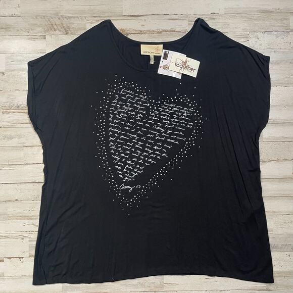 ANTTHONY Black Love Signature Heart Tee Top Shirt SZ 3X C102047 - Picture 1 of 8